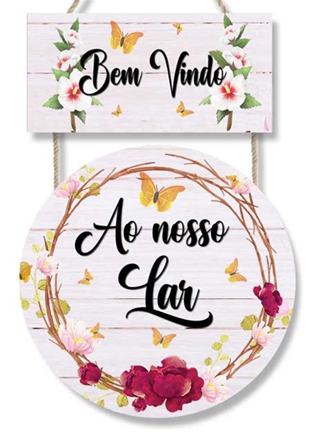 Placa Decorativa Bem Vindo Ao Nosso Lar Pl Moveis Pequenos