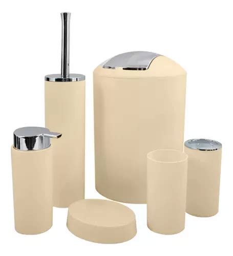 Set Accesorios Baño Kit Organizador Tacho Dispenser Jabon X6