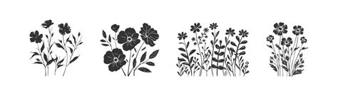 Wild flowers silhouette icon set. Vector illustration design. 41397541 ...