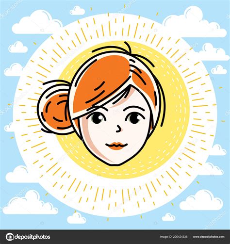 Beautiful Women Face Human Head Vector Redhead Character Attractive