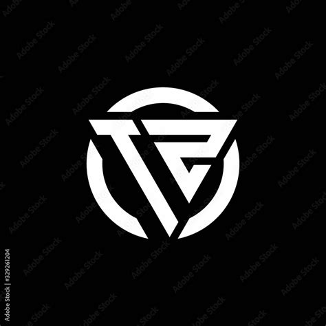 Tz Logo With Triangle Shape And Circle Rounded Design Template Stock