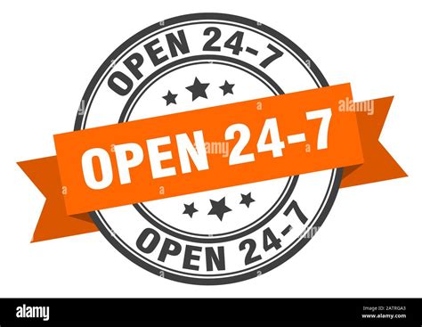 Open 24 7 Label Open 24 7round Band Sign Open 24 7 Stamp Stock Vector