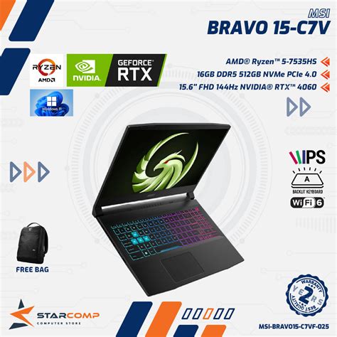 Jual Msi Bravo 15 C7vf Ryzen 5 7535hs Rtx4060 16gb 512gb 156 Fhd