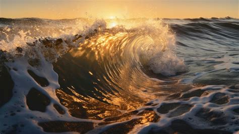 Una Ola Se Rompe En Una Playa Foto Premium