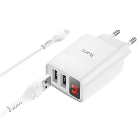 Зарядное Устройство 220В 2 USB с Кабелем USB - Micro USB Hoco C86A ...