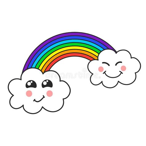 Nube Y Arco Iris Lindos El Ejemplo De Los Niños Vector Ilustración