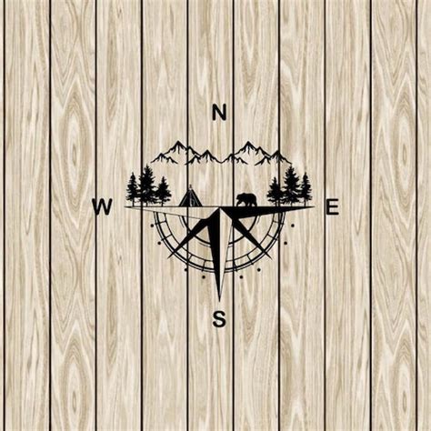 Mountains And Trees Compass Svg Camp Svg Mountain Svg Etsy