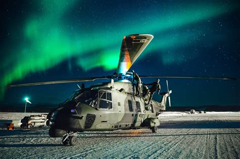 Northern lights and NH90 at Ivalo airport Finland [2048 × 1365 ...