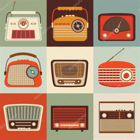 Vintage Radio Set Stock Vector Inkant