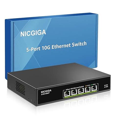 5 Port 10G Ethernet Switch Unmanaged,with 5X 10Gb Base-T RJ45 Ports, N ...