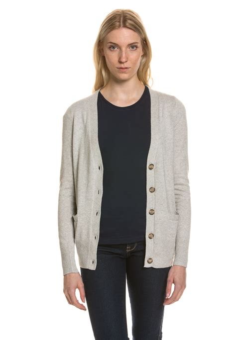 Superdry Strickjacke V Ausschnitt Gerader Schnitt Beige Jetzt