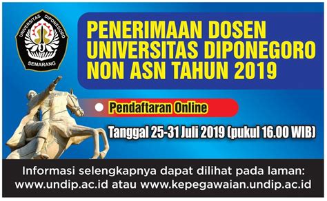 Penerimaan Dosen Universitas Diponegoro Non ASN Tahun 2019 Departemen