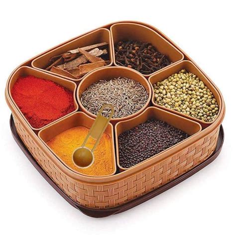 Handcrafted Spice Box In Plastic With Spoon Tableware Etsy