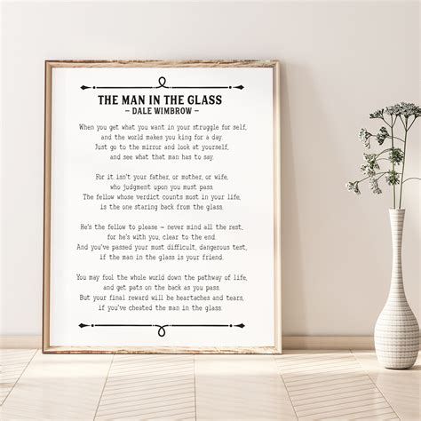 The Man In The Glass Poem Print Guy In The Glass Dale Wimbrow Poetry Lover T Poem Wall