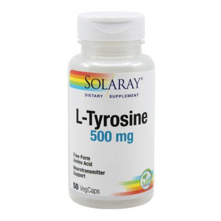 L Tyrosine 500mg Solaray 50 Capsule Secom