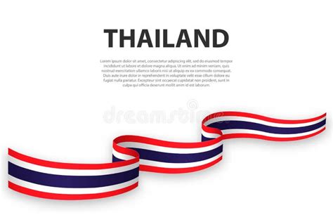 Waving Ribbon Or Banner With Flag Of Thailand Stock Vector