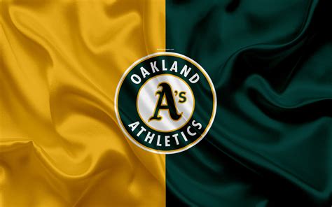 Download Wallpapers Oakland Athletics 4k Logo Silk Texture American