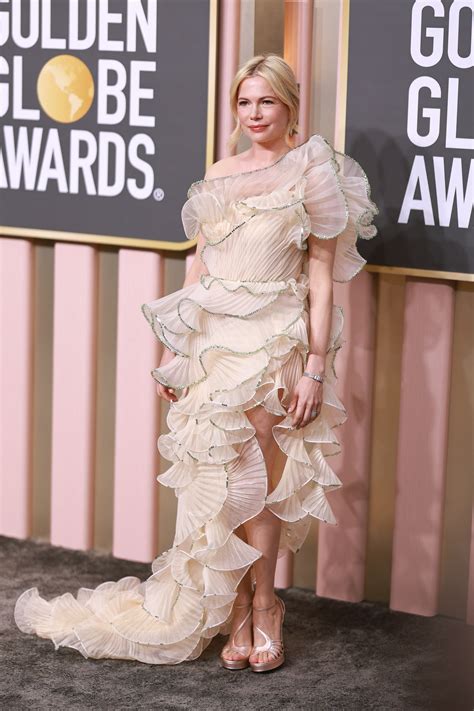 Michelle Williams Rocked Ruffles And Pleats At The 2023 Golden Globes