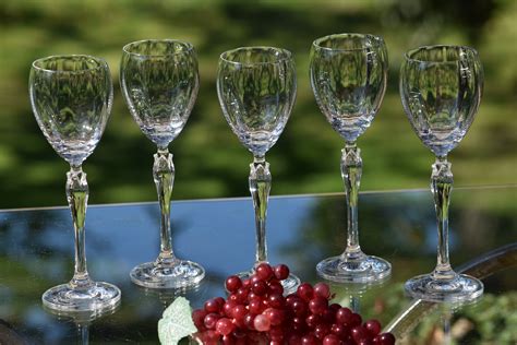 Vintage CRYSTAL Wine Glasses, Set of 5, After Dinner Drink 4 oz Wine ...