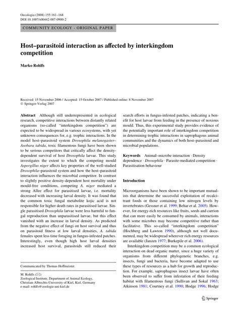 PDF Host Parasitoid Interaction As Affected By Interkingdom Competition