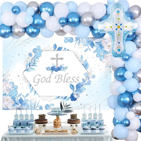 Baptism Party Decorations For Boys Blue God Bless Party Decorations