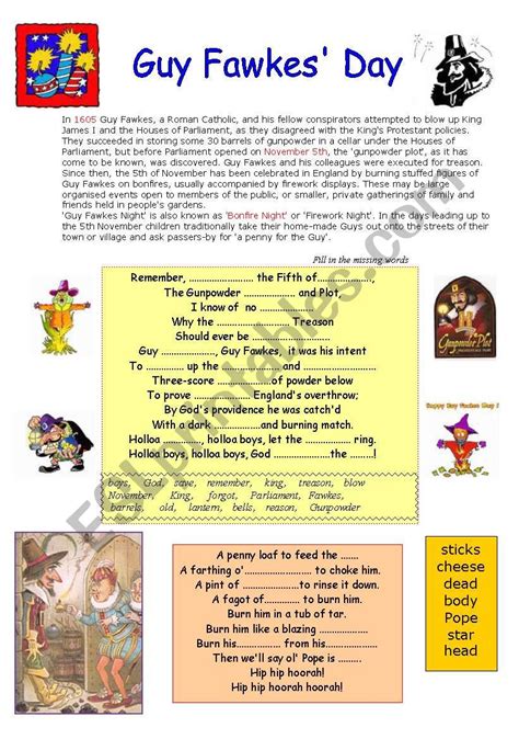 Guy Fawkes´ Day Esl Worksheet By Kopciuszek