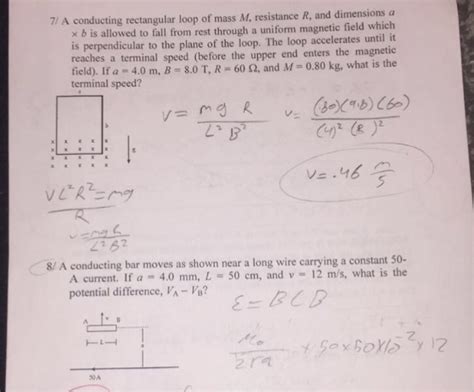 Solved 7 A Conducting Rectangular Loop Of Mass M