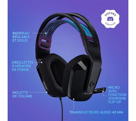 Casque Gaming Filaire L Ger Certifi Discord Noir G