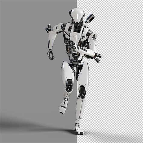 Robot Cyberpunk Ejecutando Render 3d Aislado Archivo PSD Premium