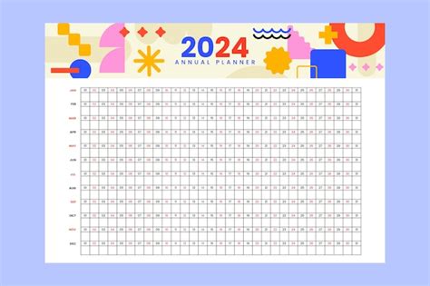 Free Vector | Flat 2024 annual planner template