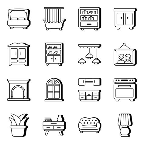 Premium Vector Pack Of Furniture Linear Icons