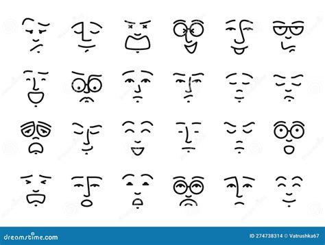 Cute Cartoon Emotions Different Doodle Face Emotions With Crazy Happy