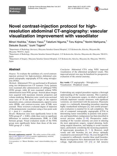 Novel Contrast Injection Protocol For High Resolution Abdominal Ct Angiography Vascular