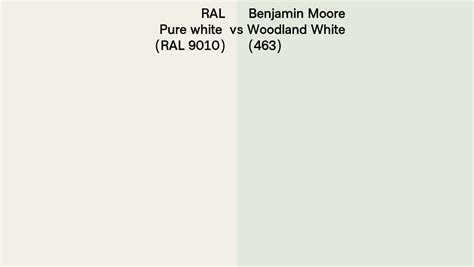 RAL Pure White RAL 9010 Vs Benjamin Moore Woodland White 463 Side