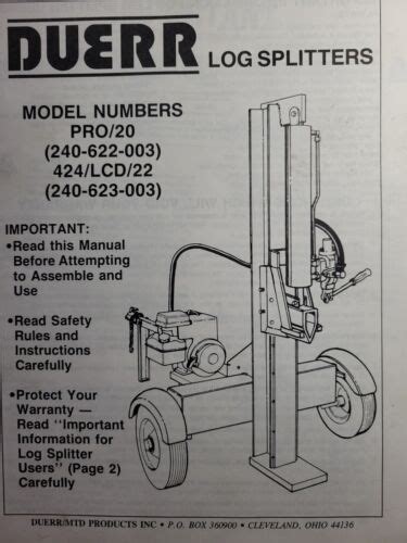 Duerr Mtd Log Splitter Pro Lcd Owner Parts