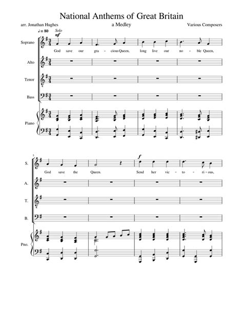 National Anthems Of Great Britain Sheet Music For Piano Voice