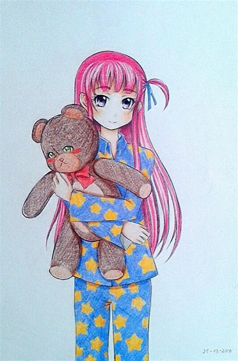 Anime Girl With Teddy Bear By Jwu02 On Deviantart