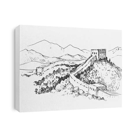 Sketch Of The Great Wall Of China Canvas Print | CanvasWorld