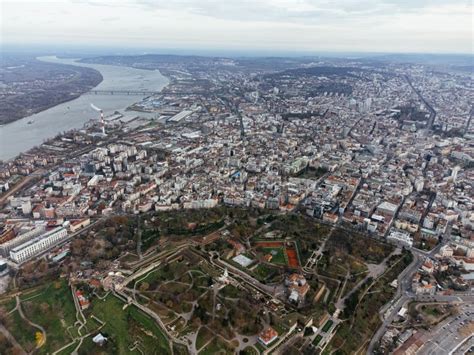 Aerial Top View To Kalemegdan Fortress At Belgrade Summer Photo From