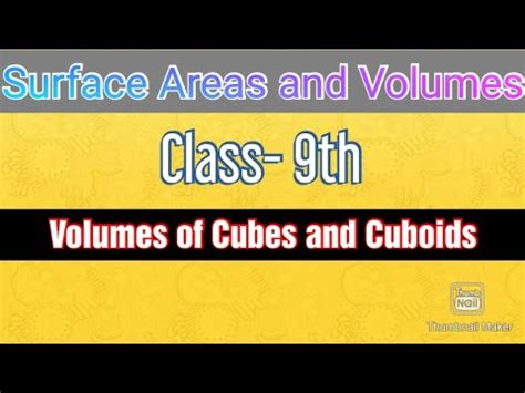 Surface Areas And Volumes Th Class Volumes Of Cubes And Cuboids