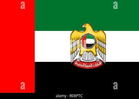 Emiratos Árabes Unidos el escudo y la bandera símbolos oficiales de la