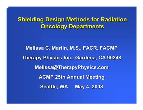 Shielding Design Methods for Radiation Oncology Departments