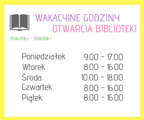 Zmiana Godzin Otwarcia Biblioteki W Okresie Wakacji Miejska