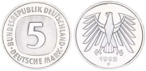 Deutschland Bundesrepublik 5 Mark 1992 D 5 DM Kursmünze 1992D TOP