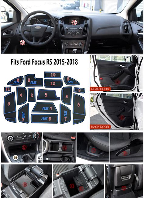 Fits Ford Focus RS 2015 2018 Non Slip Gate Slot Pad Rubber Cup Holder