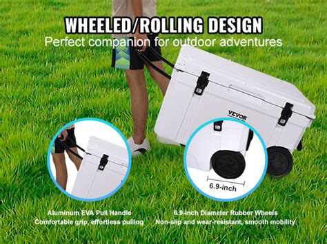 VEVOR Insulated Portable Cooler with Wheels, 65 qt, Holds 65 Cans ...
