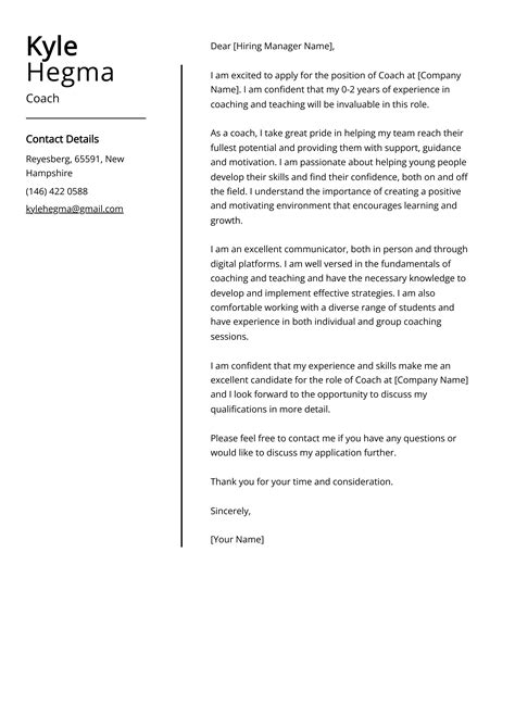 Coach Cover Letter Example Free Guide