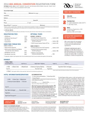 Fillable Online Aba Annual Convention Registration Form October