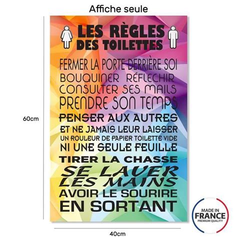 Affiche Hxa Deco Les R Gles Des Wc X Cm Rouge Chambre