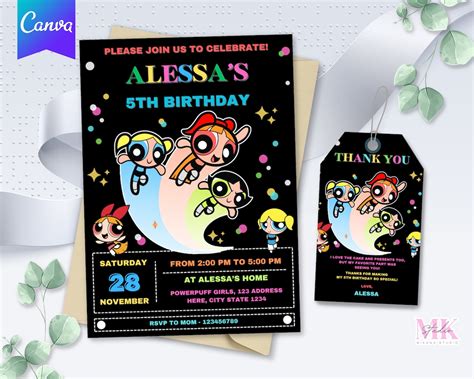 Powerpuff Girls Birthday Invitation Editable Powerpuff Girls Party